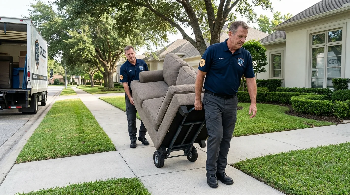 Local residential moving crew loading furniture in Meriden, CT